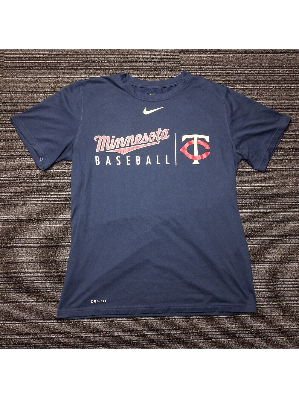 Nike Dri-FIT Minnesota Twins Mens Medium Navy Blue MLB Baseball T Shirt Tee